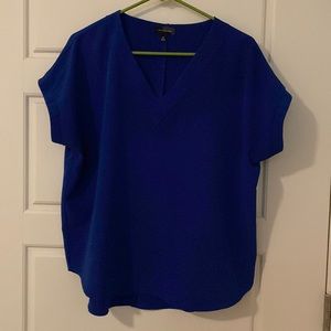 Blue V Neck Blouse